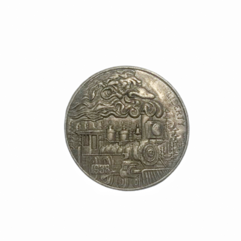 Copper Craft  Coin “Steam Train   “40mm Hobo Nickel Big Coin