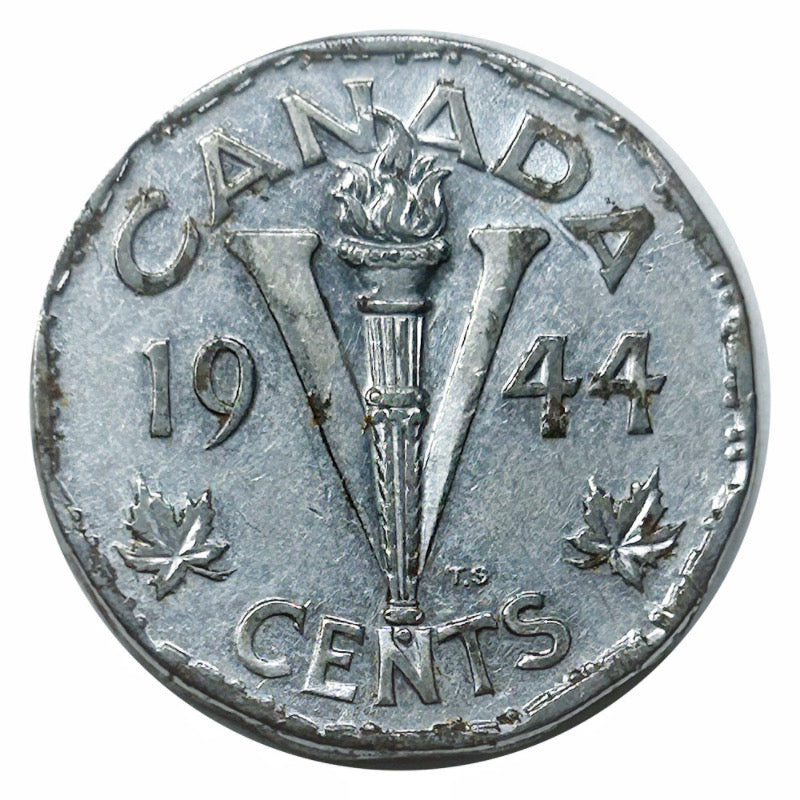1944 Canadian 5-Cent Beaver Nickel Coin(Circulated) VF