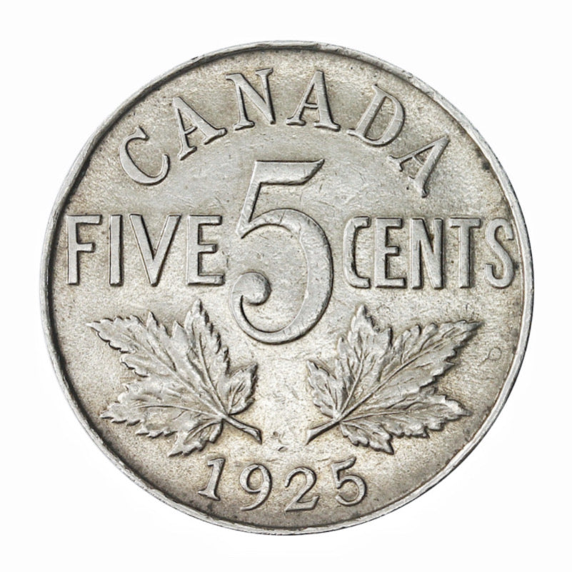 1925 Canadian 5-Cent Beaver Nickel Coin VF