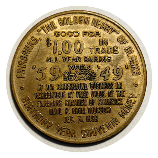 1959 Alaska The 49th State Commemorative Medal Vintage Style