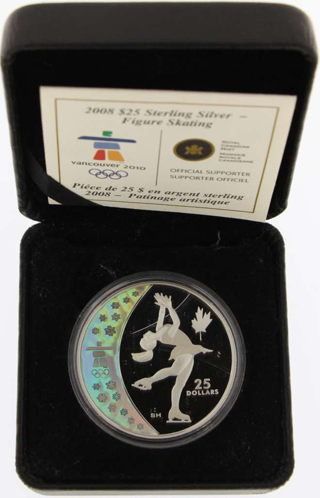 2008 Canada $25 Figure Skating Vancouver 2010 Olympics .925 Silver Proof Coin