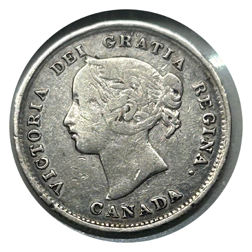 1899 Canada Five Cents Silver Queen Victoria Coin VF