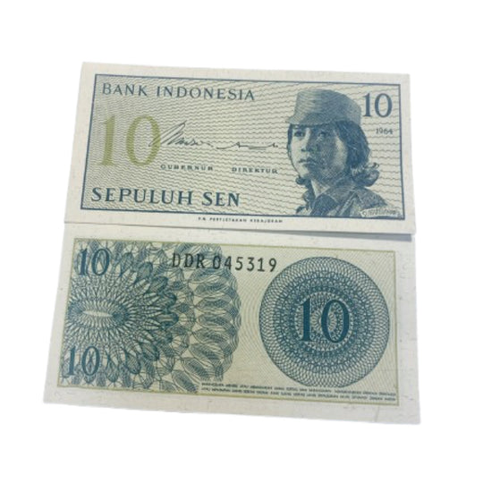 Geld der Welt Indonesien P-92a 1964 Note 10 Sen Banknote Papiergeld unz