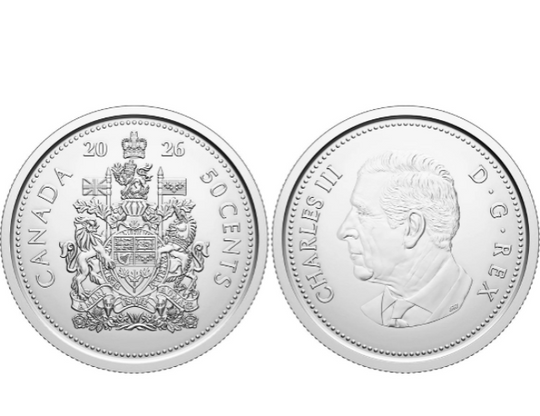 2026 Canada King Charles III Uncirculated 50 Cent Coat of Arms Half Dollar Coin