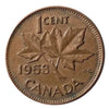 1953 Canada One Cent VF Aucun pli d'épaule