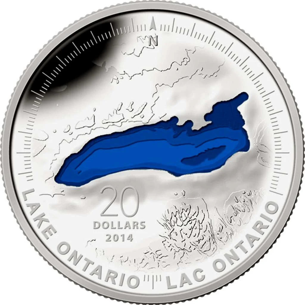 2014 Canada $20 Great Lakes Lake Ontario 1 oz .9999 Silver Proof Coin