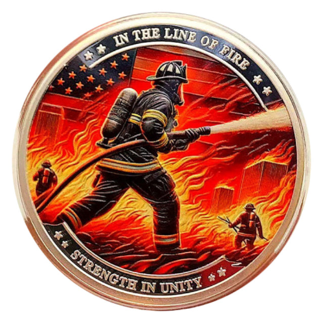 Lucky Coin Colored Firefighter in Protective Plastic Capsule