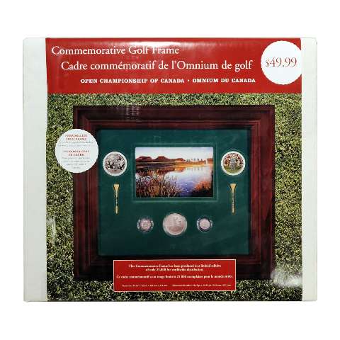 2004 Canada Open Golf Framed $5 Silver Coin 10 Cent Stamp Set