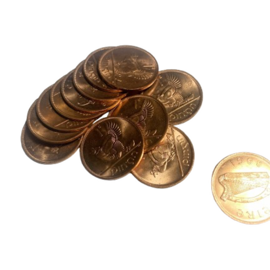 1968 Ireland 1 penny  hen harp copper coin UNC