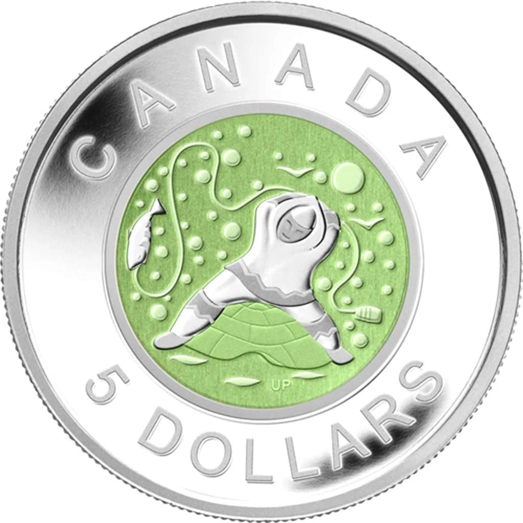2013 Canada $5 Ice Fishing Father Inuit Art Silver Niobium Proof Coin