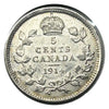 1914 Canada Silver Small 5 Cent Coin VF
