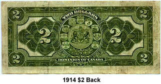 1914 Dominion of Canada $2 Banknote VG