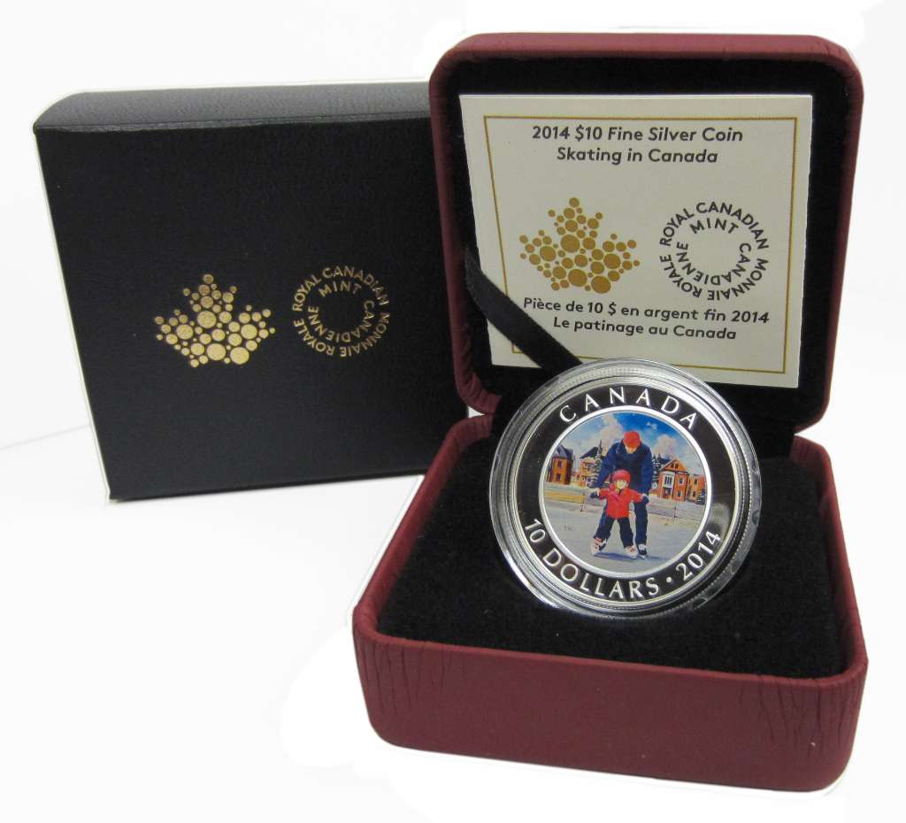 2014 Canada $10 Learning to Skate .9999 Silver Coloured Proof Coin