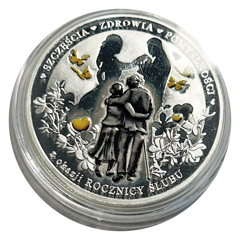 Lucky Colored Coin Wedding Anniversary in Protective Plastic Capsule
