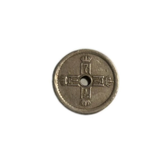 1929 Norway 25 Ore Haakon VII Center Hole & Crown Coin  VF