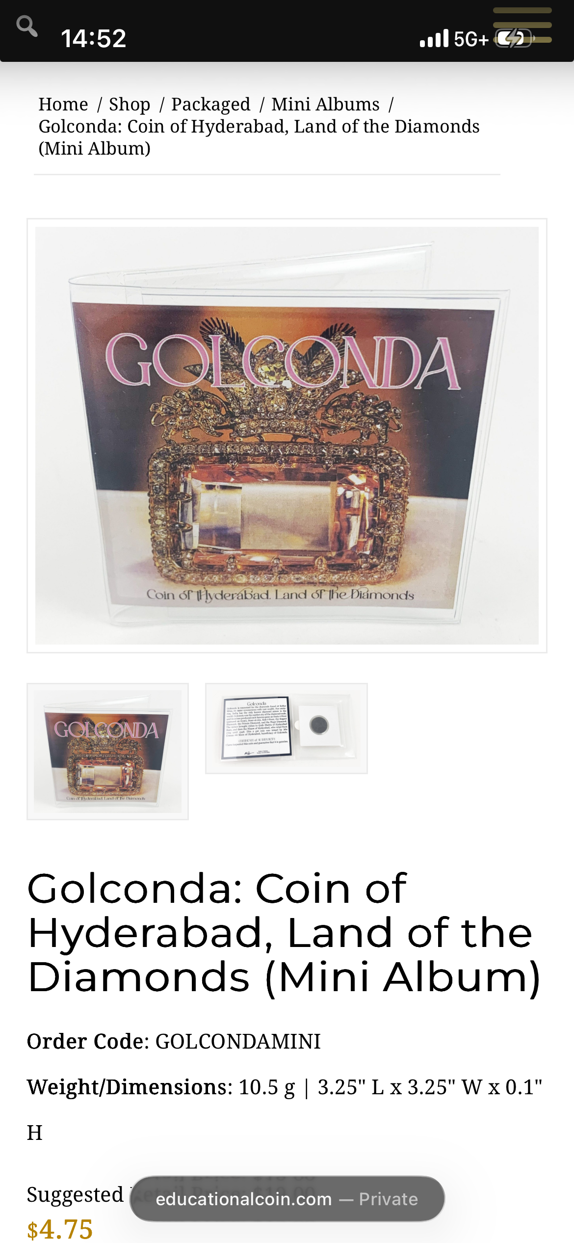Golconda Land of Diamonds – Historic Hyderabad 2 Pai Coin Mini Album