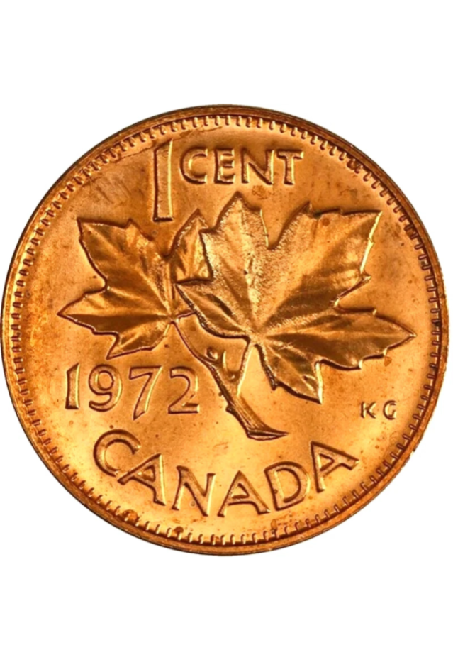 1972  Canada One Cent Copper Penny BU