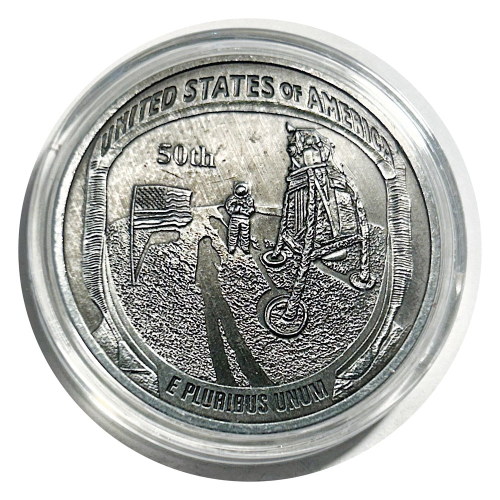 Lucky Copper Coin Moon Footprint in Protective Plastic Capsule