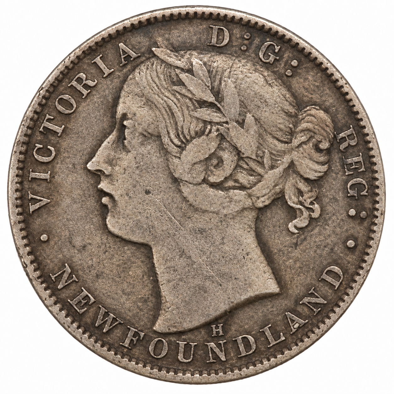 1876 H Newfoundland 20 Cents Queen Victoria .925 Silver Canada VG