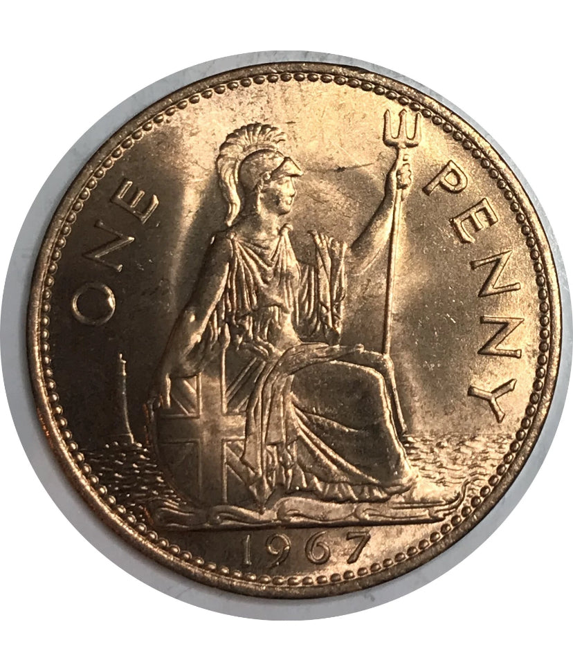 1967 Great Britain 1/2 P Penny - Beautiful Coin Original Luster BU