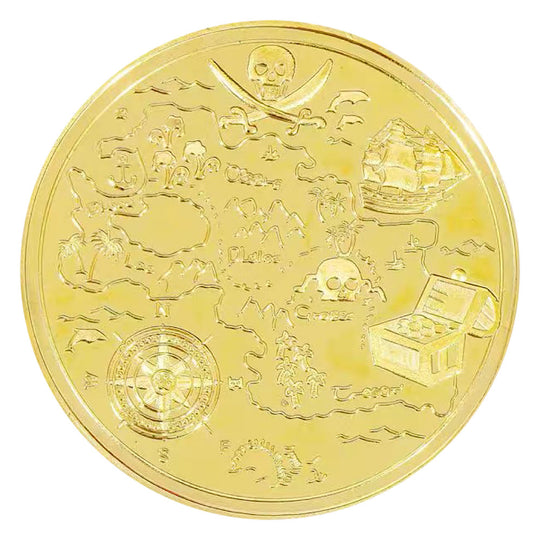 Pirate Skull & Cutlass Gold Colourized Commemorative Token Medal