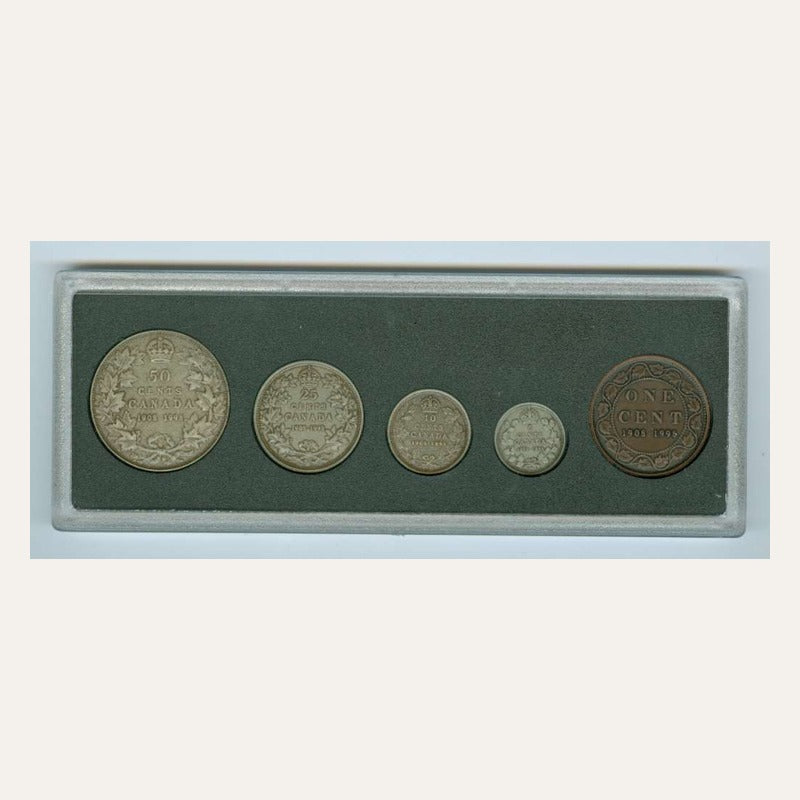 1998 Canada RCM 90th Anniversary 5-Coin Sterling Silver Antique Set OGP