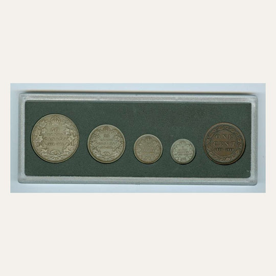 1998 Canada RCM 90th Anniversary 5-Coin Sterling Silver Antique Set OGP