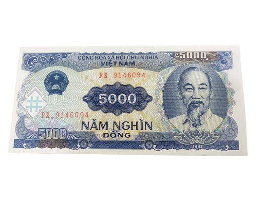 1991 Vietnam 5000 Dong Banknote Ho Chi Minh Portrait UNC