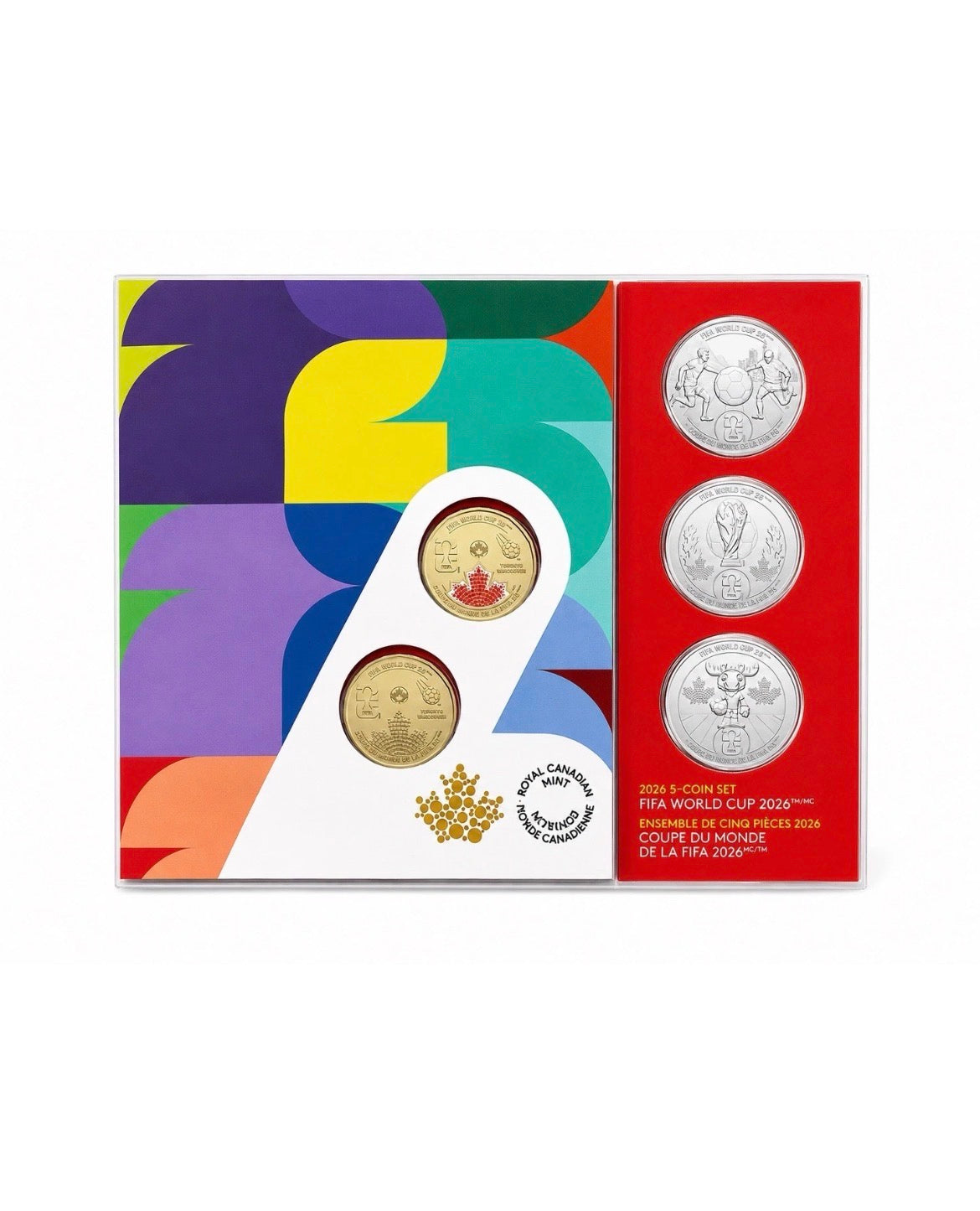 2026 $1 FIFA World Cup 5 Coin Set Canada UNC Loonie + 3 Quarters Collection