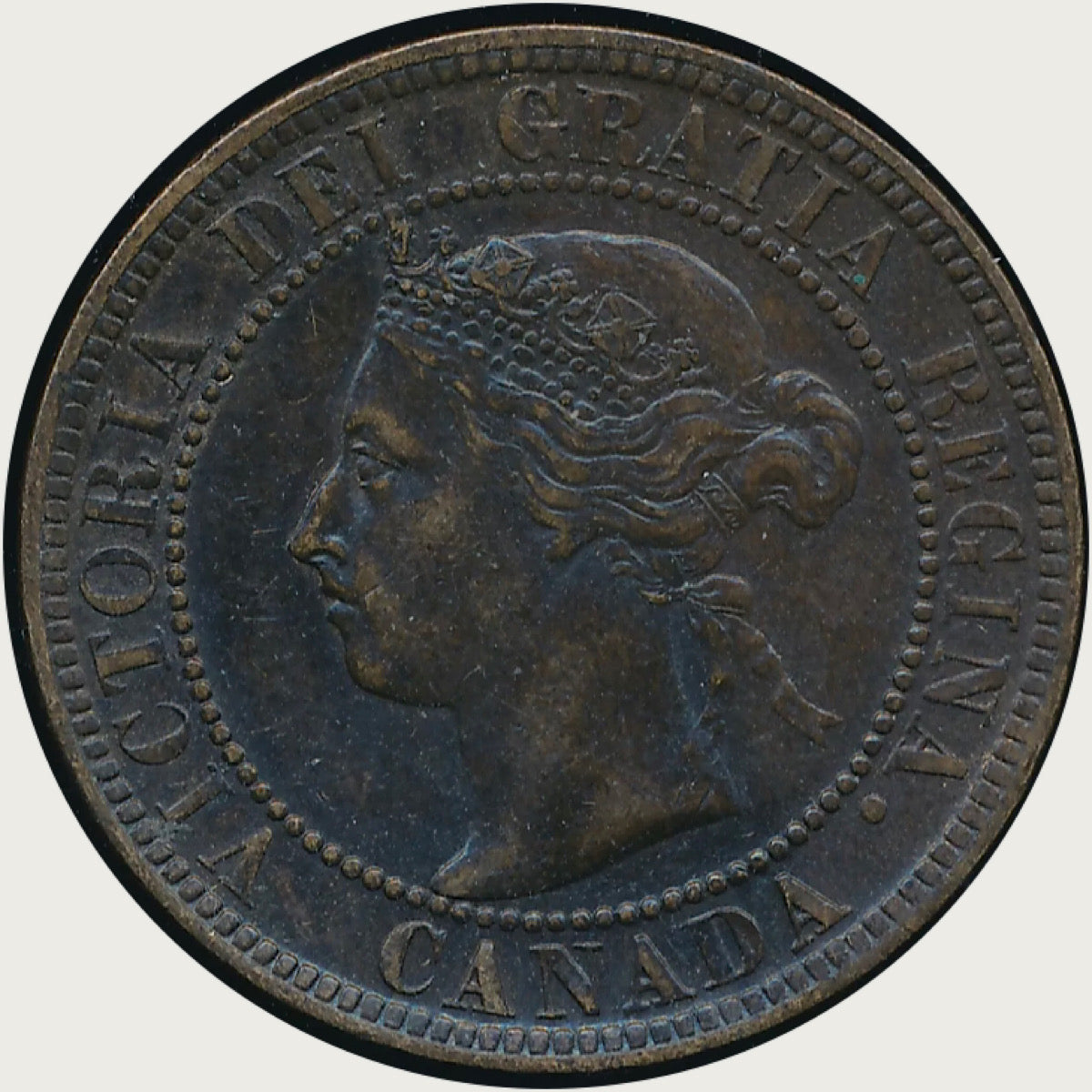 1900 Canada  plain No H Victoria Queen Large Penny Coin VG