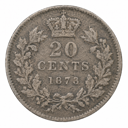 1873 Newfoundland 20 Cents Queen Victoria .925 Silver Canada VG