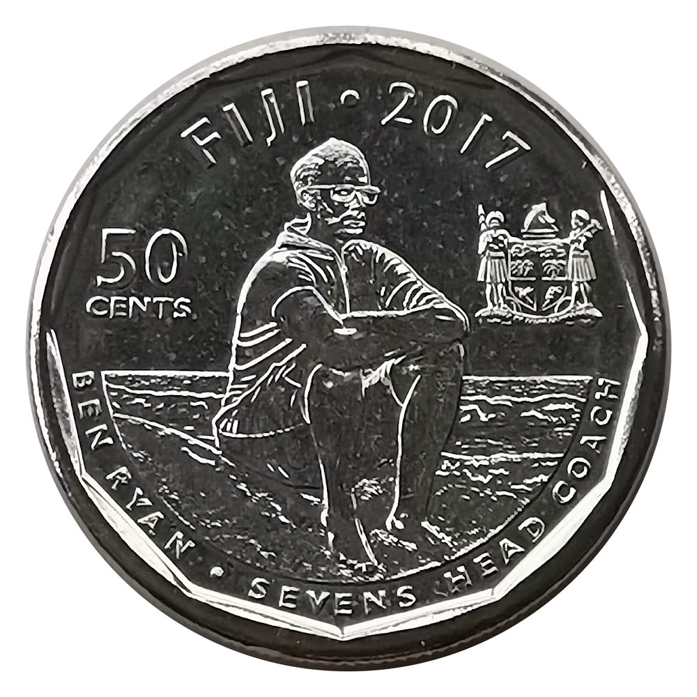 2017 FIJI 50 CENTS  RUGBY  Excellent Coin BU
