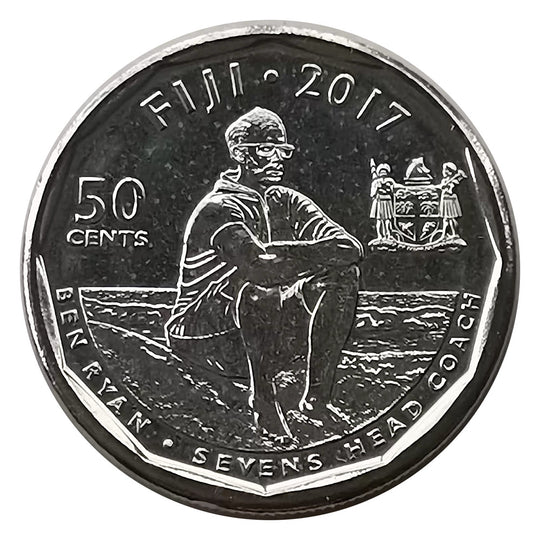 2017 FIJI 50 CENTS  RUGBY  Excellent Coin BU