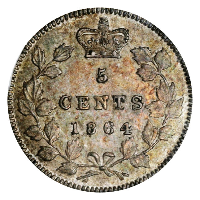 1864 Canada  5 cents New Brunswick Silver Coin VG