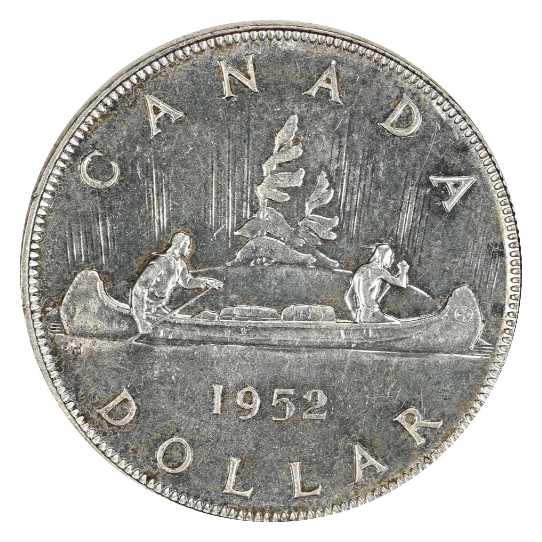 1952 Canadian Silver Dollar Coin Waterline  VF
