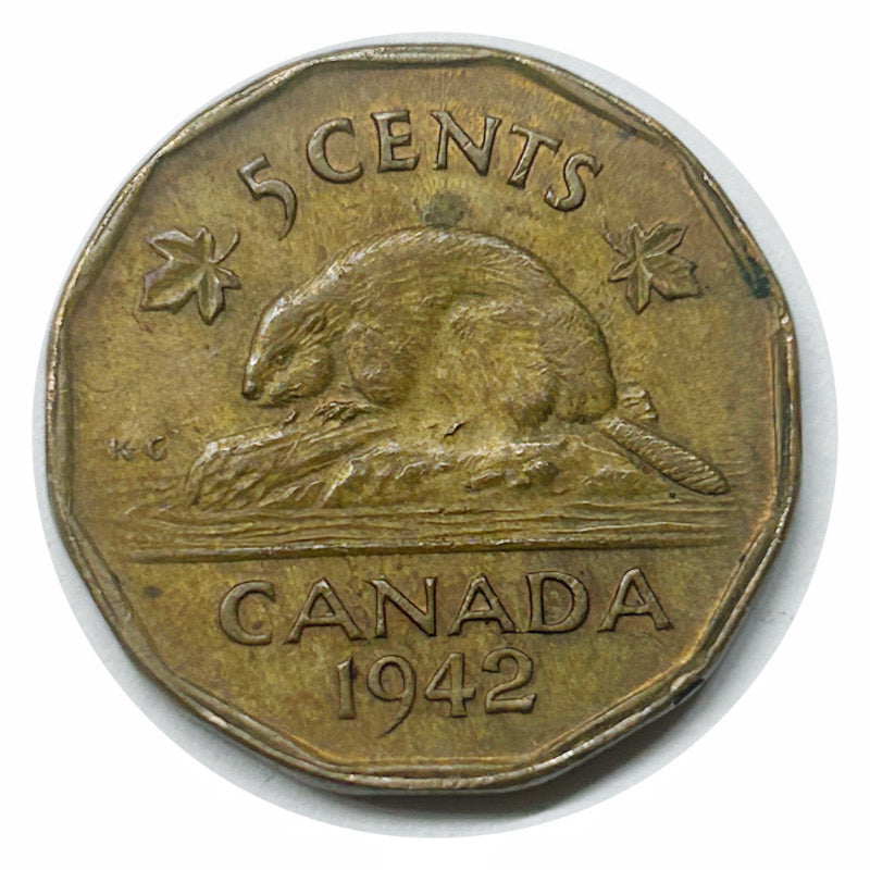 Canada 5 Cents 1942 Tombac Georges VI TTB
