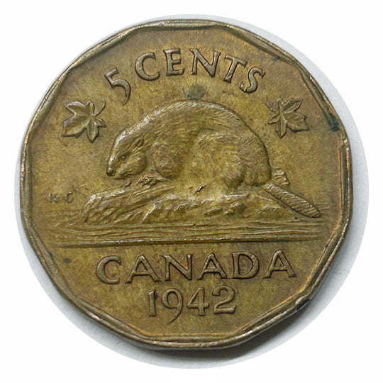 Canada 5 Cents 1942 Tombac Georges VI TTB