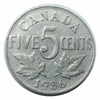 Pièce canadienne de 5 cents en nickel castor de 1936 (circulée) VG