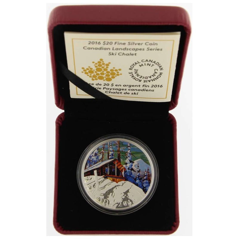 2016 $20 Canadian Landscapes – Ski Chalet, 1 oz .9999 Silver