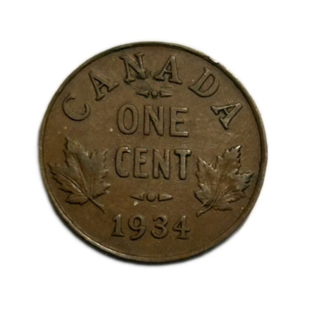 1934 Canada One Cent Penny Coin Circulated VG