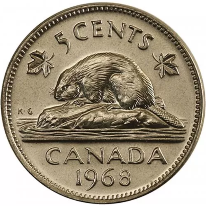 1968 Canada 5 Cents Elizabeth II Canadian Nickel Five Cent BU