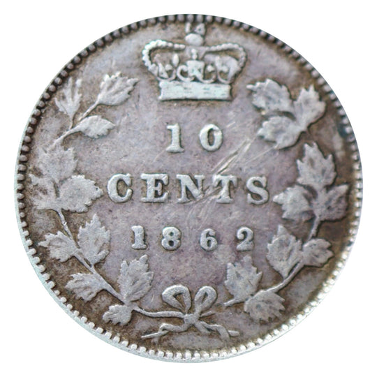 1862 New Brunswick 10 Cents  Silver Victoria Coin VF