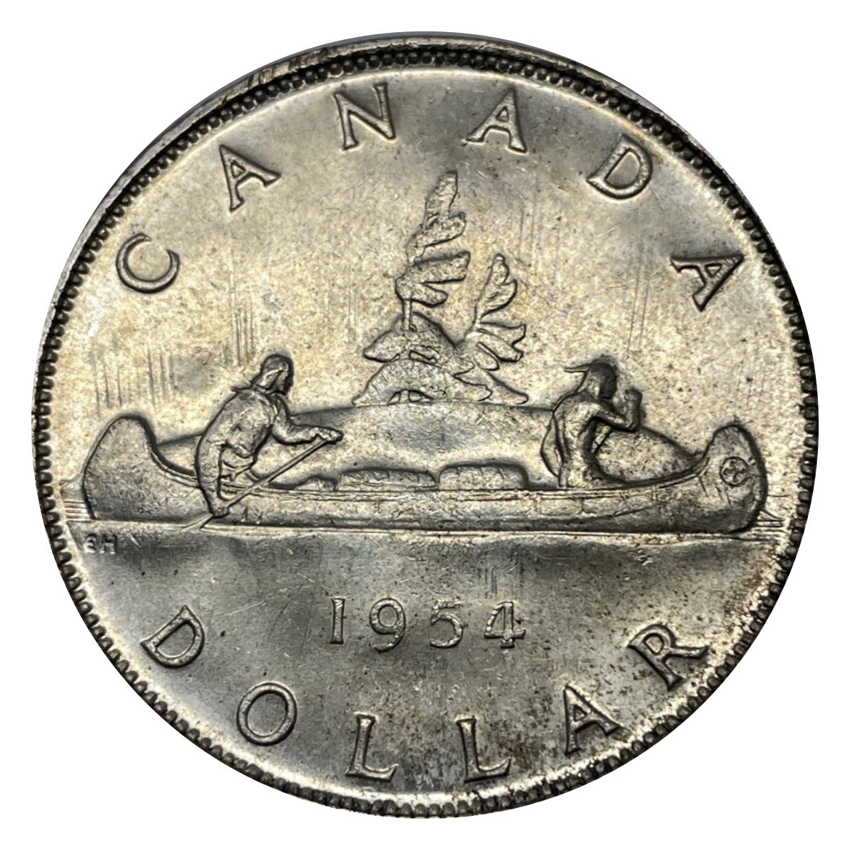 1954 Canadian Silver Dollar Coin AU
