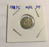 1947 C Newfoundland 5 Cent  Silver Coin VF