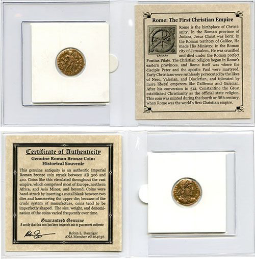 Ancient Roman Bronze Coin AD 306-410 First Christian Empire 1600+ Years Old