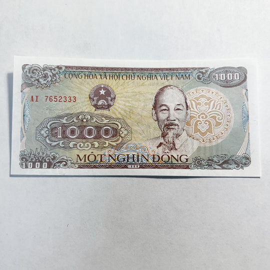 Vietnam 1000 Dong 1988 Fancy Triple 333 Serial AI7652333 UNC