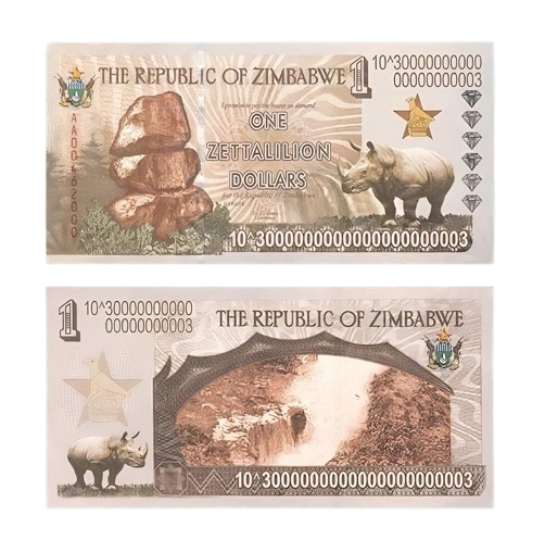 Zimbabwe One Zettalilion Dollars Gift  Banknotes Souvenir Currency