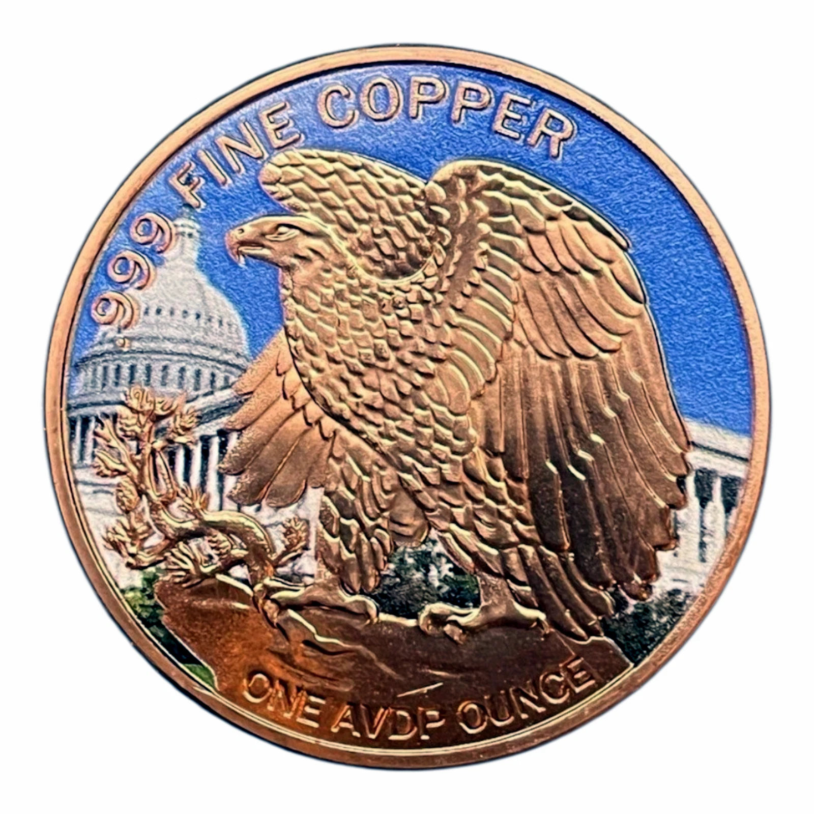 American Liberty Flag 1 oz. Pure Copper Colourized Bullion Round!!