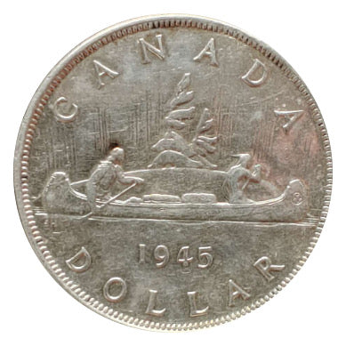 1945 Canada Silver Dollar $1 Key Date King George VI 80% Silver VF