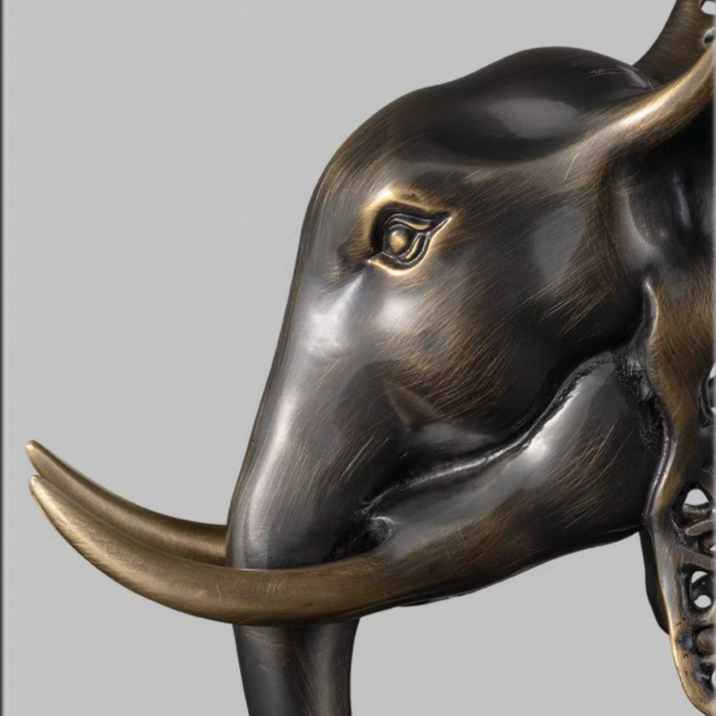 Luxury Abstract Elephant Head Sculpture – Modern Bronze Finish Decorative Statue
